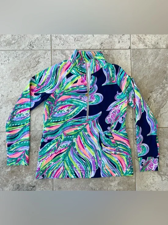Lilly Pulitzer UPF 50+ Skipper Half Zip Long Sleeve Popover Bright Multicolor, M - Picture 11 of 11